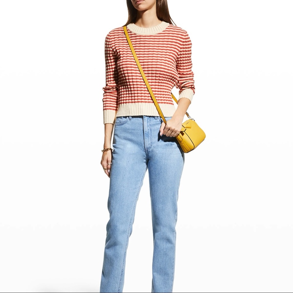 The GREAT. Mini Striped Shrunken Pullover *Scarlet Stripe* - Picture 3 of 12